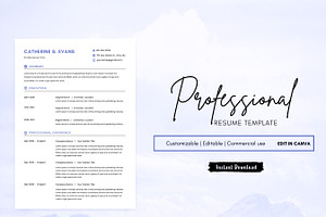 Printable Resume Template, Resume, a Resume Template by BrushstrokeArtGB