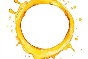 Golden liquid splash forming a circl, an Abstract Photo by Pixeness Studio