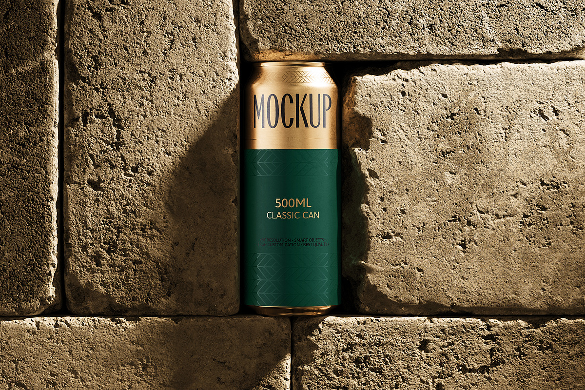 500ml Can Mockup | Brick Scene, a Packaging Mockup by AY Mock-Ups (Photo 2 of 7)