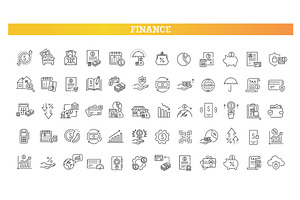 Finance Line Icons Set. Vector, an Outline Icon by Tettygreen