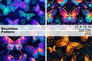 Neon Glowing Butterfly Pattern