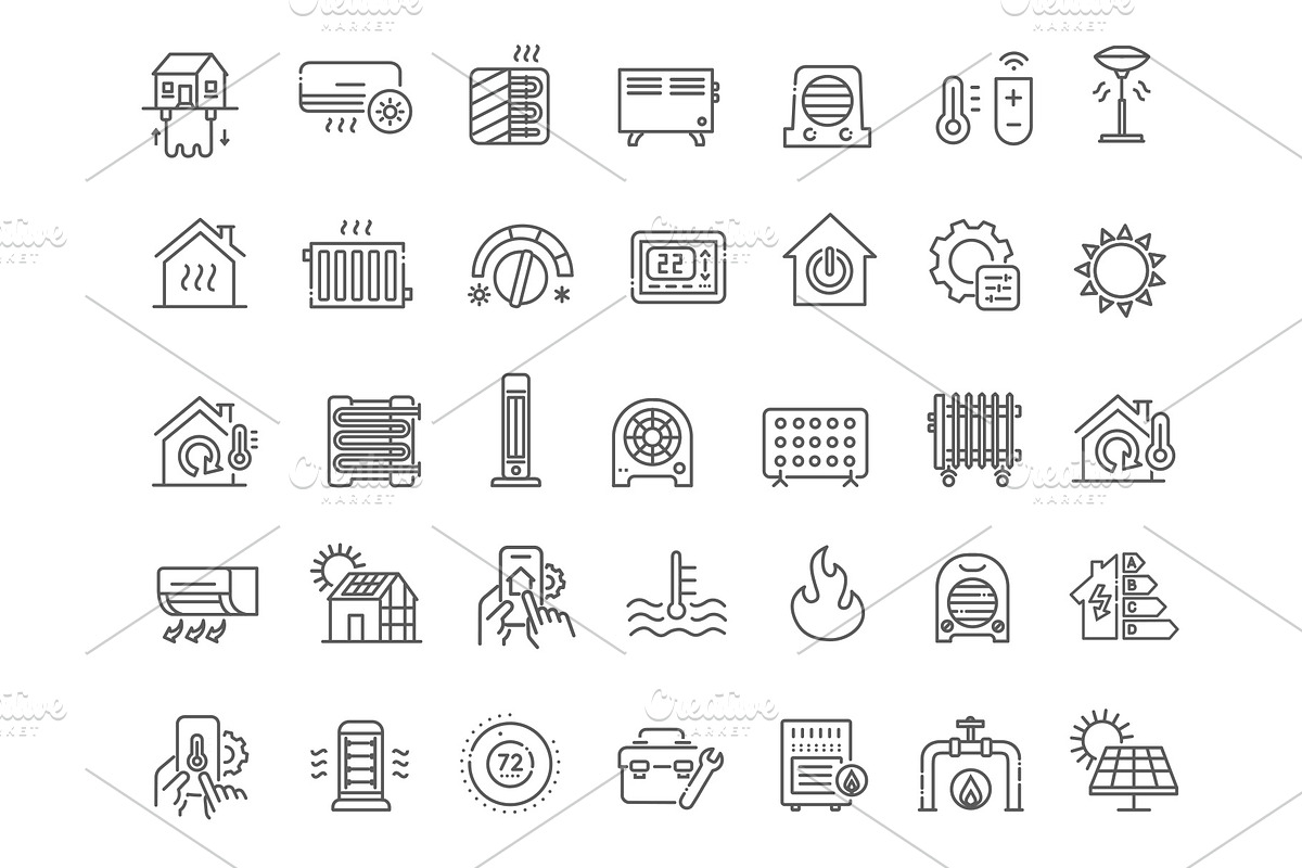 Home Heating Icon collection, an Outline Icon by Tettygreen (Photo 2 of 2)
