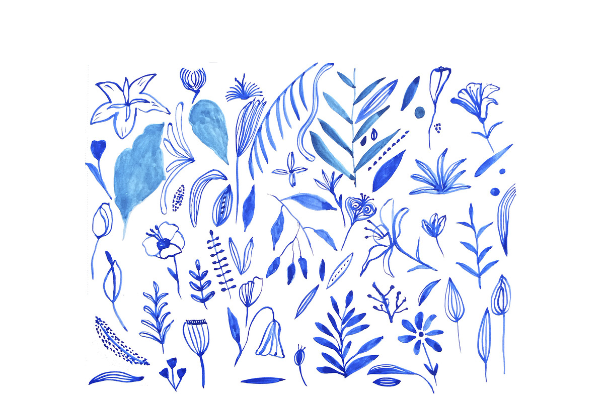 Indigo Blue Flowers Collection, a Decorative Illustration by ElicoelhoDesign Shop (Photo 3 of 10)