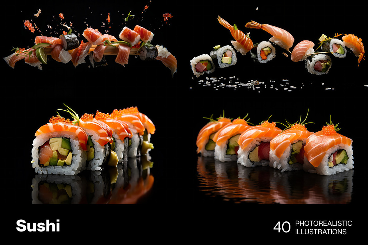 Sushi Art - 40 images, a Food Illustration by Handmadefont (Photo 6 of 12)