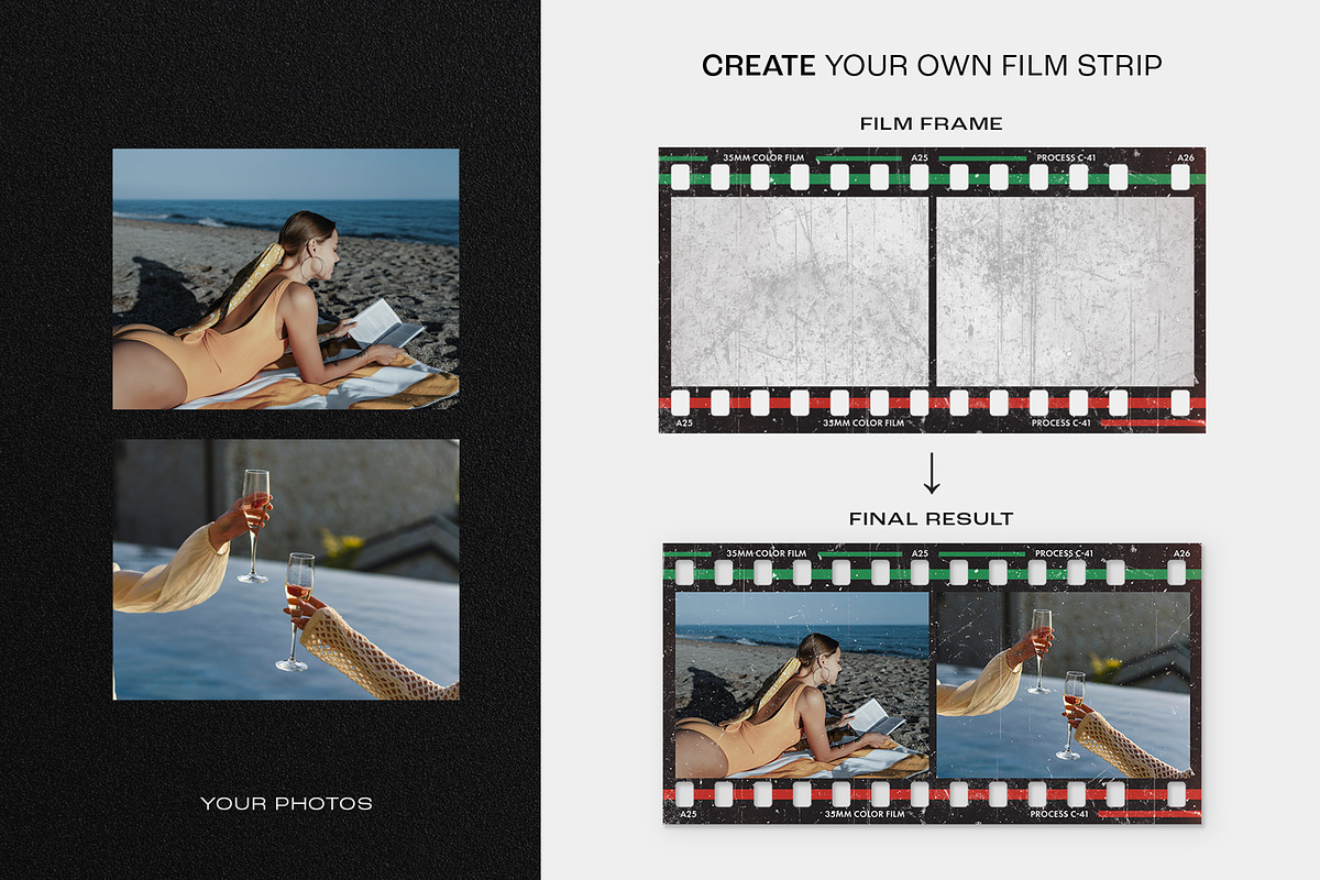 Vintage Film Strip Frame Overlay Tem, a Mockup by DesignerCandies (Photo 10 of 13)