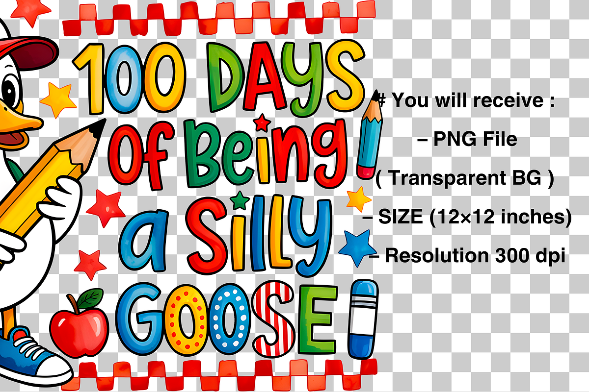 Retro 100 Days of School Goose PNG, an Object Graphic by Clipart Bloom (Photo 3 of 3)