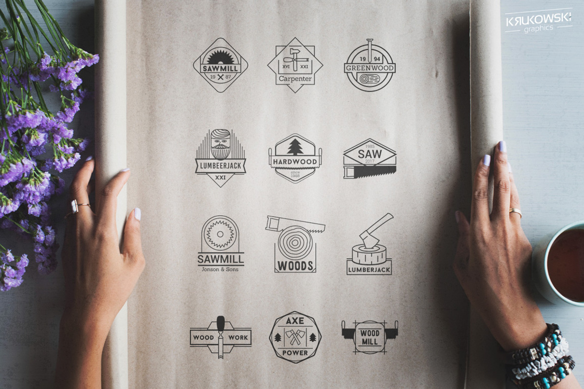 Wood Vector Badges Logo Set, a Branding & Logo Template by Krukowski Graphics (Photo 6 of 6)