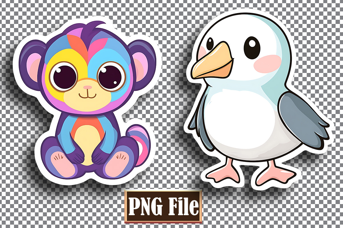 Cute Animal Stickers Bundle, an Animal Illustration by protabsorkar11 (Photo 2 of 8)