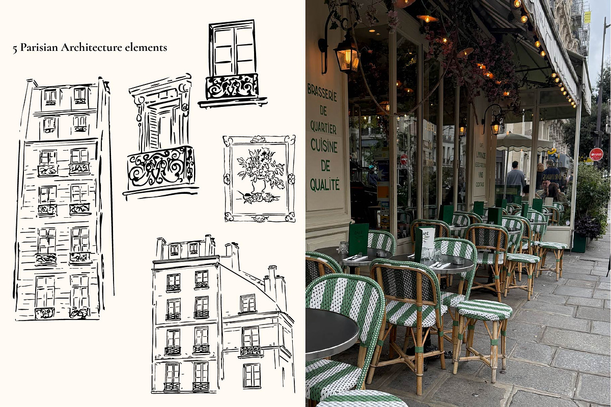 Coquette paris hand drawn line art, a Decorative Illustration by MayBay Studio (Photo 2 of 7)