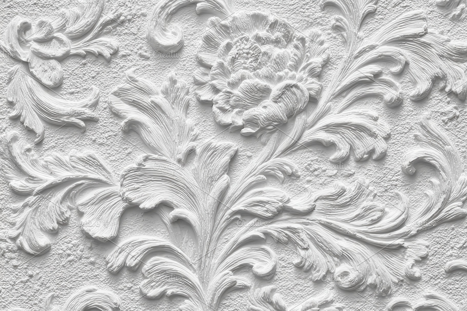 White floral stucco wall design eleg, a Photo by Pixeness Studio