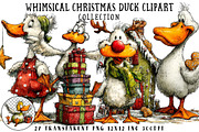 Whimsical Christmas Duck Clipart, an Illustration by OK Design (Thumbnail 1 of 6)