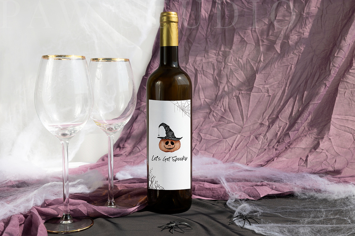 Halloween Bottle Mockup Label fall, an Advertising Mockup by PawMockups (Photo 5 of 10)