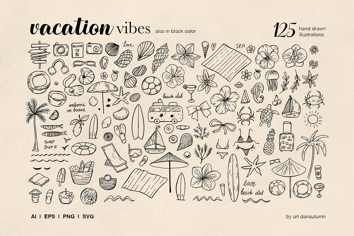Vacation Vibes Whimsical Set, an Object Illustration by Art Dari Autumn (Photo 12 of 13)
