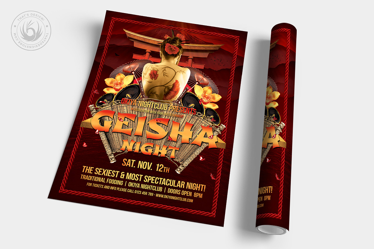 Geisha Night Flyer Template V1, a Flyer Template by ThatsDesignArt (Photo 5 of 7)
