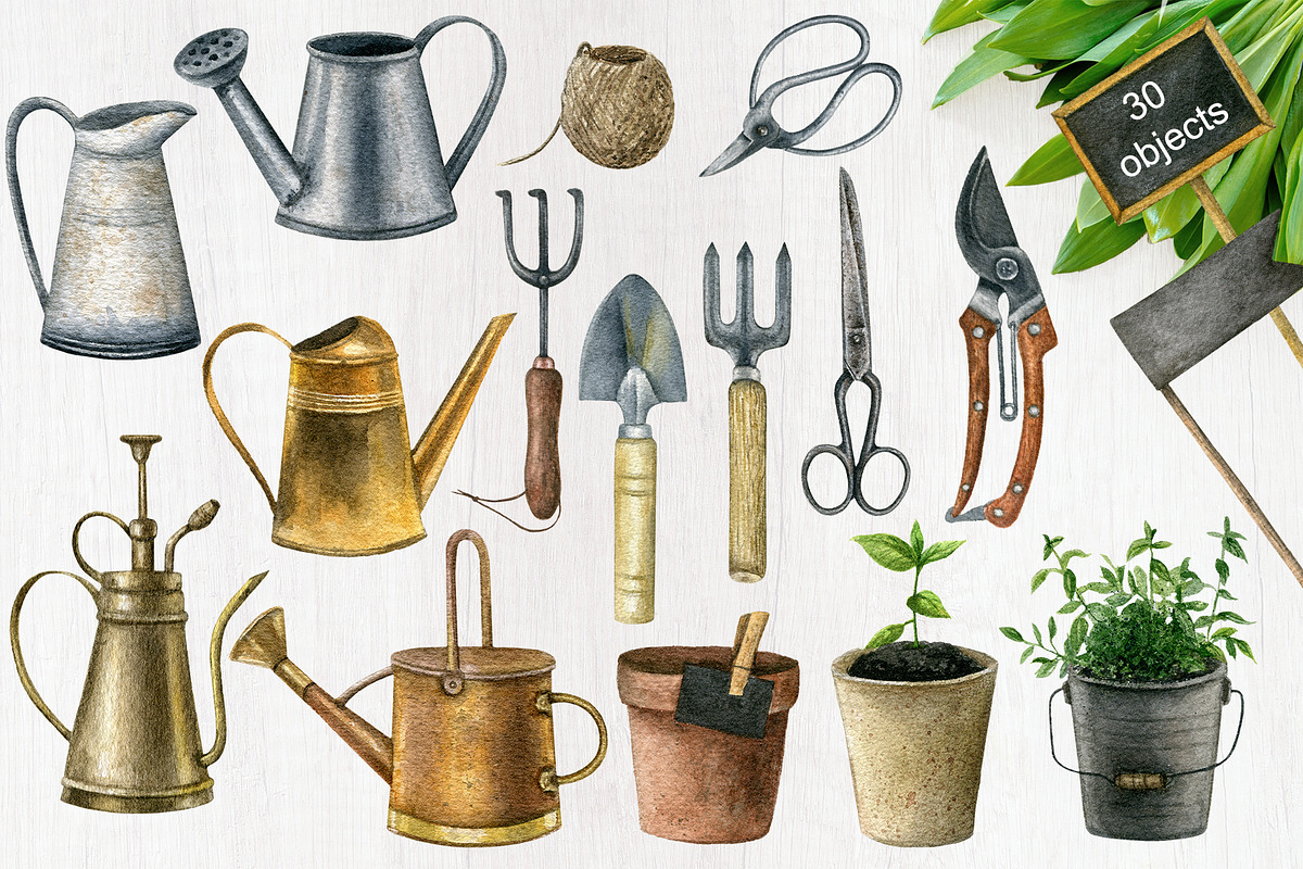 Gardening&planting watercolor set, an Illustration by Nastilustra (Photo 2 of 7)