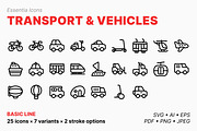 Transport & vehicles icons (Line), an Outline Icon by Totto House (Thumbnail 1 of 3)