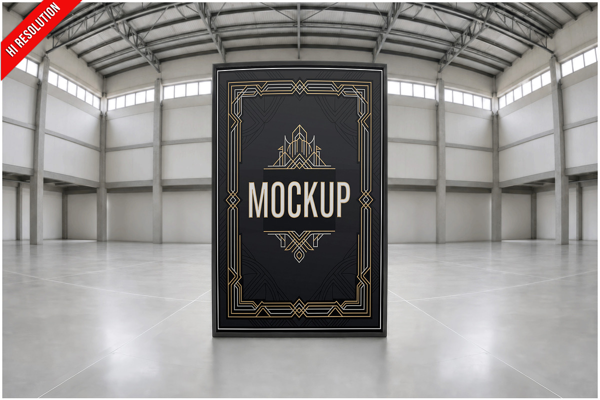 Poster Industrial Hall Mockup PSD, an Advertising Mockup by Bruno's Shop (Photo 1 of 3)