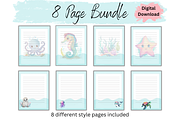 Ocean Creatures Stationery Printable, a Stationery Template by Pixels N Bows (Thumbnail 2 of 3)