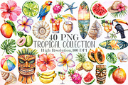Tropical Watercolor Clipart Collecti, an Illustration by Sublimation Artist (Thumbnail 1 of 6)