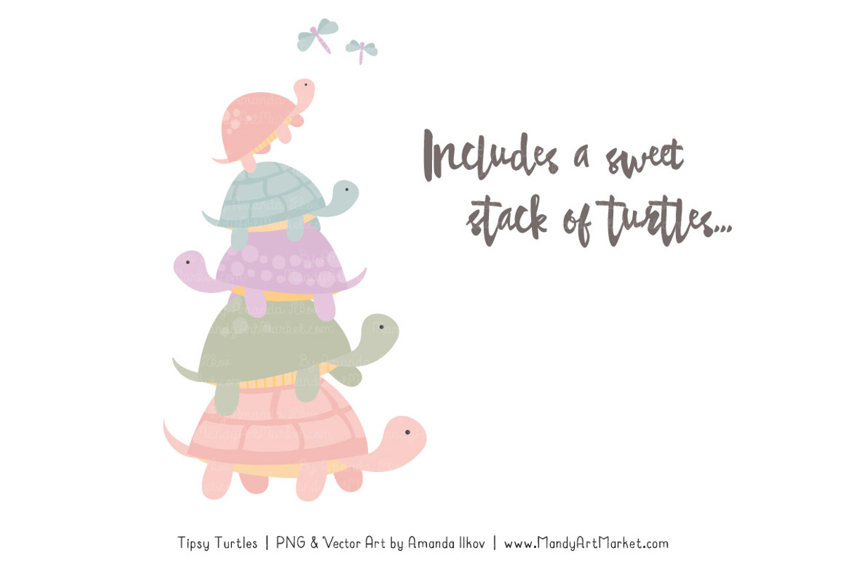 Grandmas Garden Turtle Stack Clipart, an Illustration by Amanda Ilkov (Photo 3 of 4)