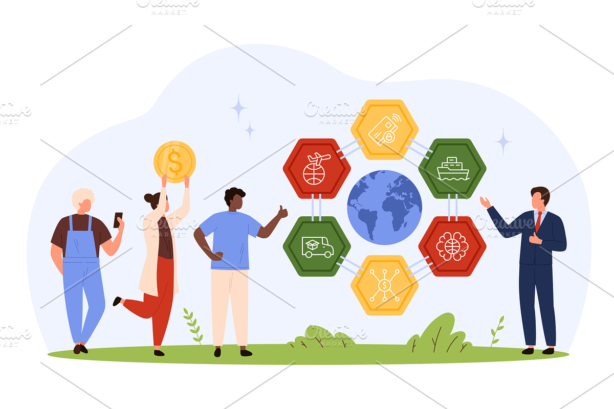 Global Business Network and, a Technology Illustration by Flashvector