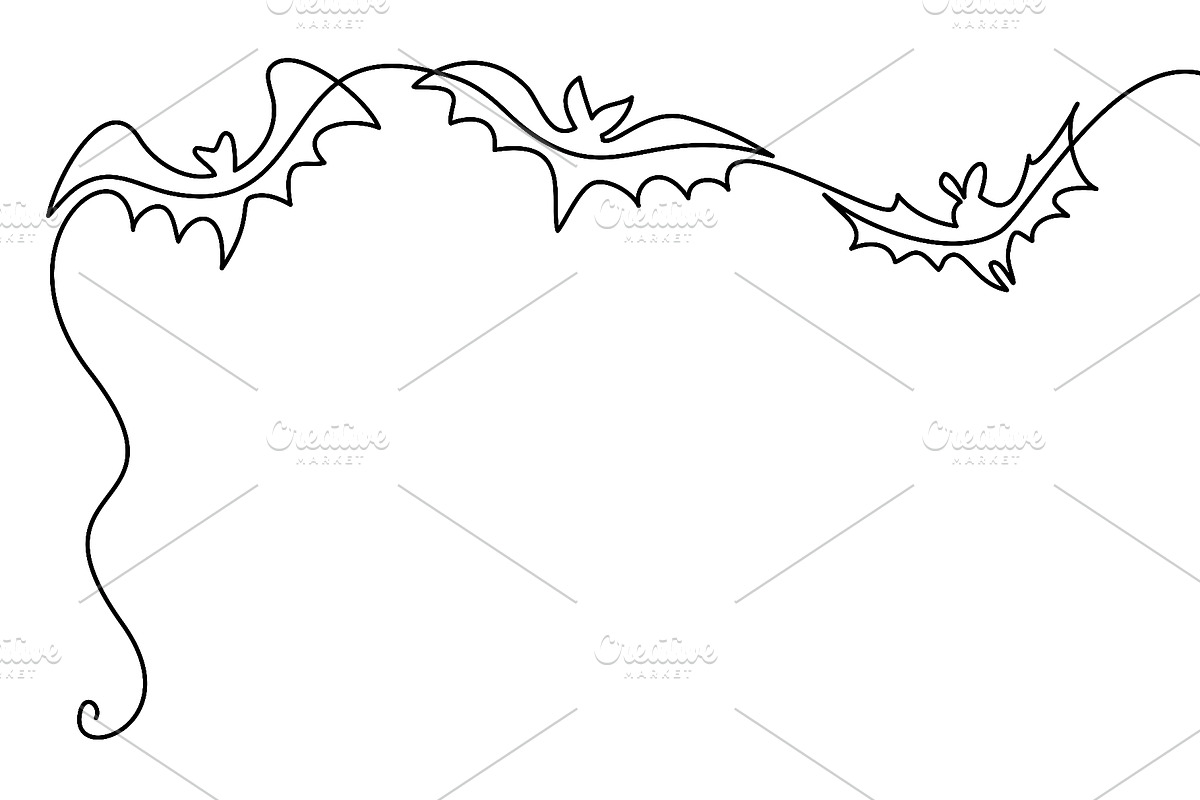 Halloween corner border with flying, a Seasonal Illustration by Valenty (Photo 3 of 3)