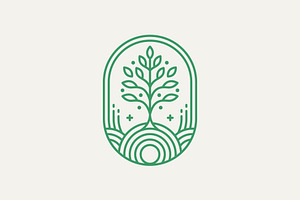nature tree line art badge icon logo, a Branding & Logo Template by Blazybone