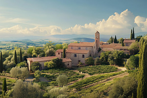 Mediterranean village surrounded by, a Nature Photo by MistyDay