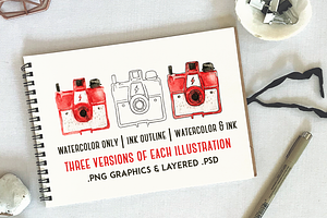 Vintage Photographer Watercolor Pack