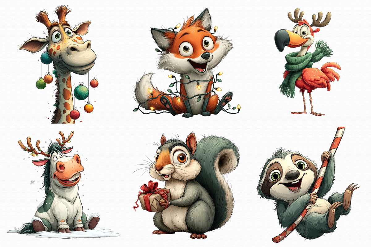 Quirky Christmas Animals Clipart, an Illustration by Libby Wishes (Photo 4 of 7)