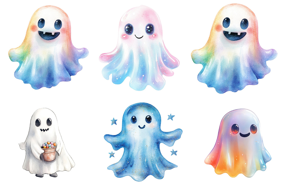 Halloween Iridescent Ghost Bundle, an Illustration by DreamArtGraphic (Photo 4 of 5)