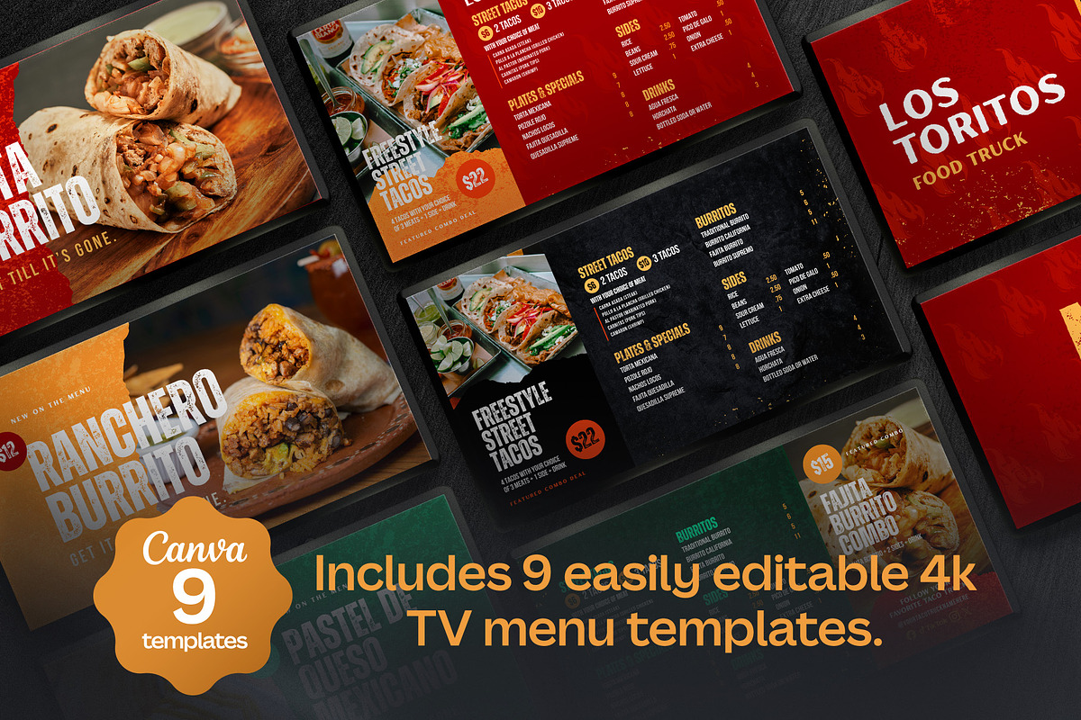 Tacos TV Menu Template for Canva, a Marketing Template by Evan Olsen Studios (Photo 4 of 9)