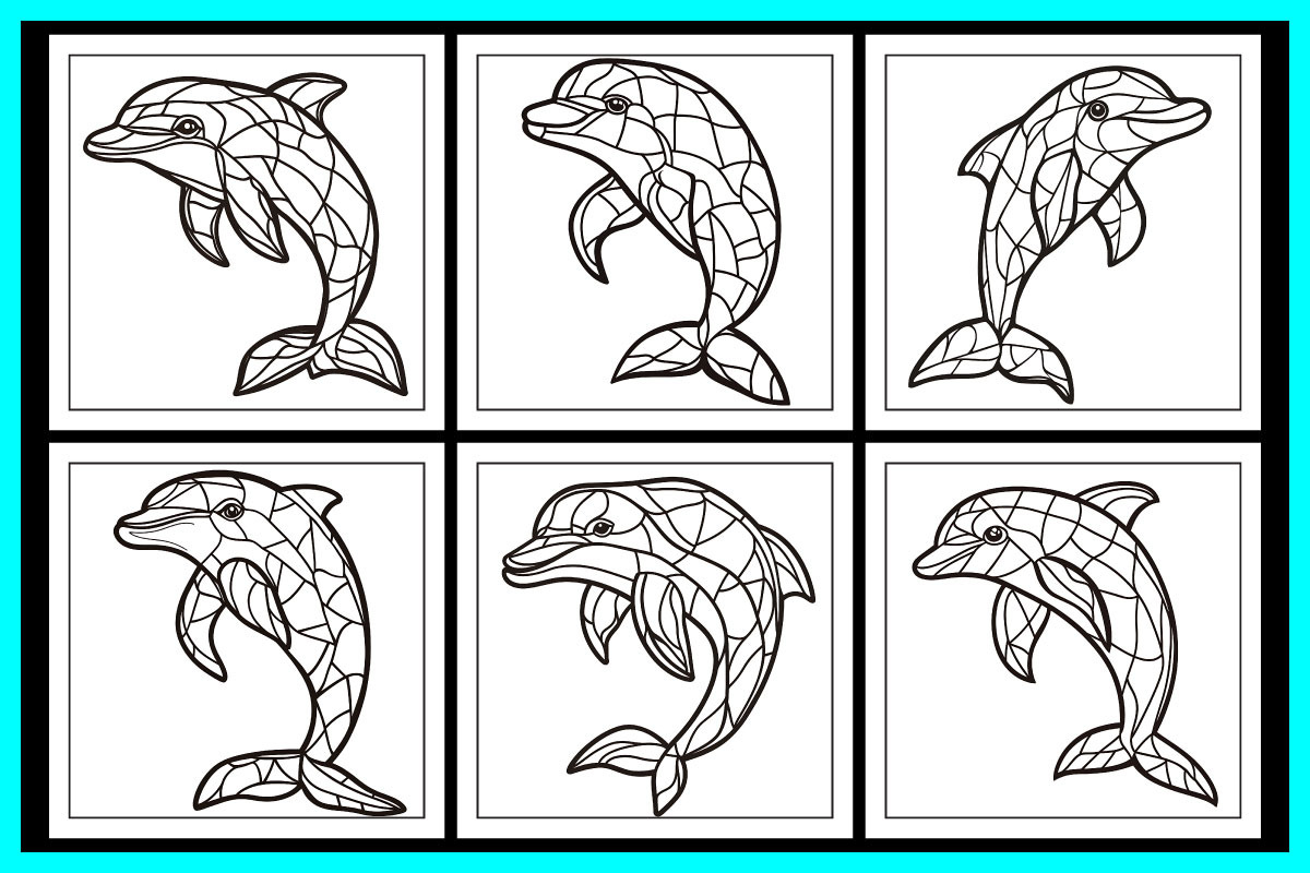 Stained Glass Dolphin Coloring Pages, an Animal Illustration by protabsorkar11 (Photo 4 of 6)