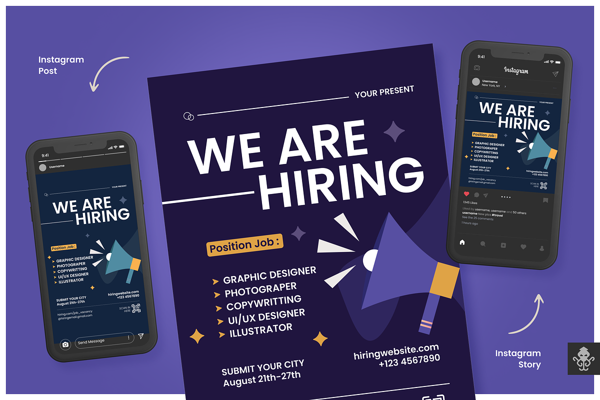 We Are Hiring Flyer Set, a Flyer Template by SquidPixey (Photo 1 of 6)