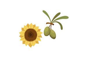 Sunflower and Olive Branch A, a Food Illustration by Things for designers