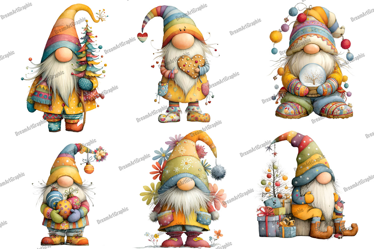 Whimsical Gnome Clipart, an Illustration by DreamArtGraphic (Photo 3 of 5)