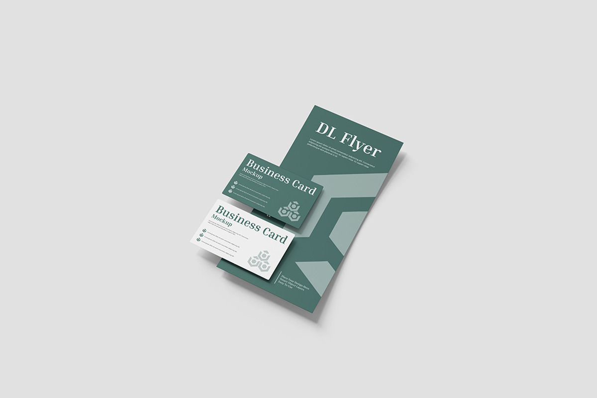 DL Flyer With Business Card Mockup, a Product Mockup by Indah