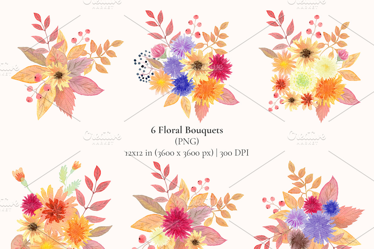 Autumn Watercolor Clipart & Patterns, a Decorative Illustration by Nadia Semyroz (Photo 9 of 19)