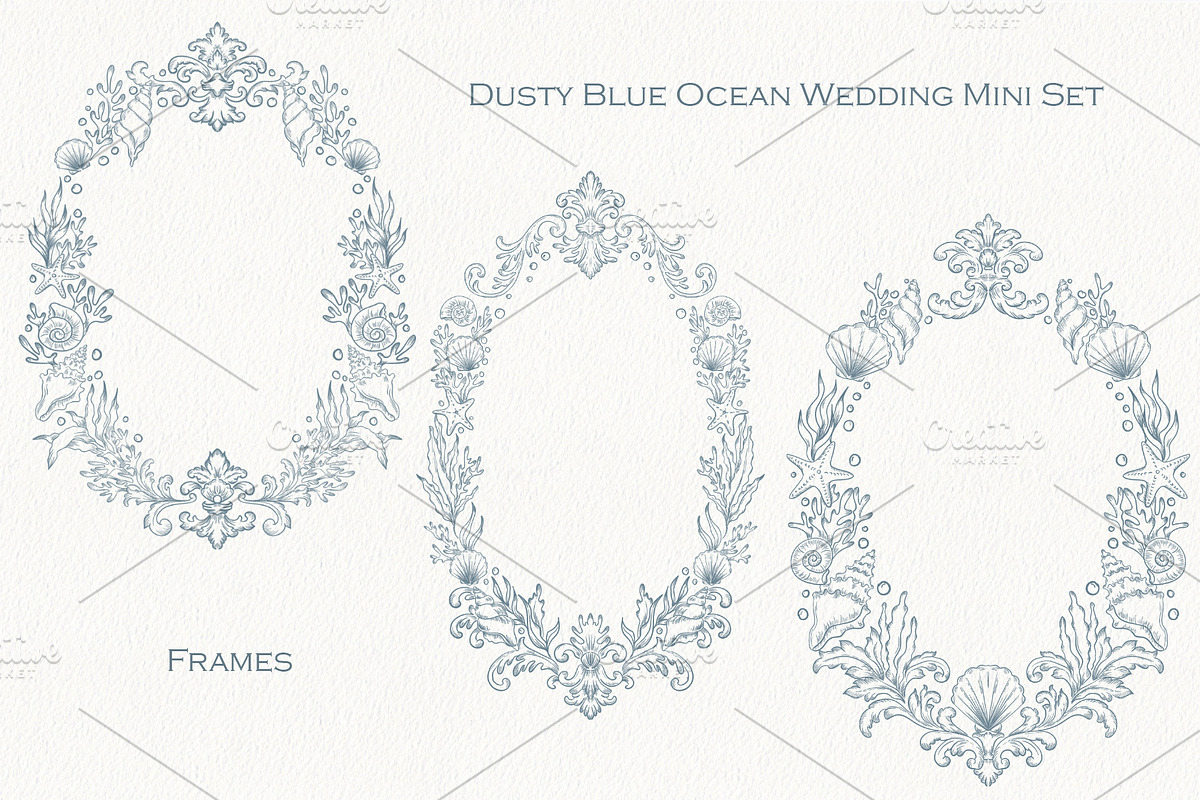 Blue Ocean Wedding Set, a Seasonal Illustration by AlenaVlasko stock Market (Photo 3 of 7)