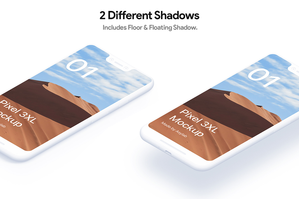 Pixel 3XL - 21 Clay Mockups - PSD, an iPhone Mockup by Asylab (Photo 4 of 73)