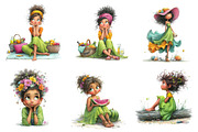 Whimsical Summer Girl Clipart, an Illustration by Dream Creation (Thumbnail 3 of 7)