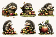 Cute Hedgehog with Apples PNG, a Seasonal Illustration by Designworld (Thumbnail 3 of 9)