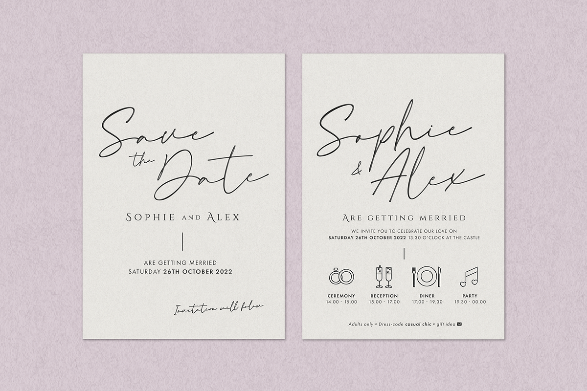 Clean &Minimal Wedding Card Template, an Invitation Template by Esther van Helmont (Photo 3 of 5)
