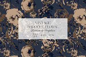 Vintage Baroque Floral Pattern, a Pattern Graphic by StudioGlouna