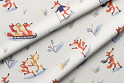 Woodland Winter Foxes Pattern, a Pattern Graphic by Lady Bruniere Design (Thumbnail 4 of 7)