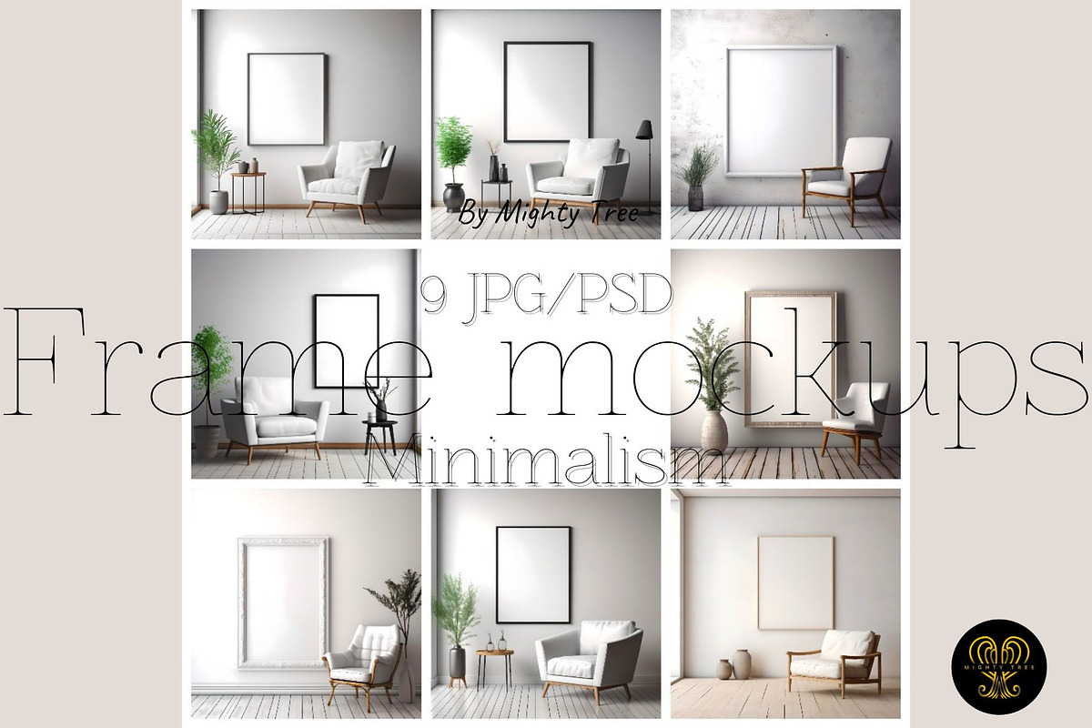Set with frame mockups 4, a Merchandise Mockup by MightyTreeIE (Photo 1 of 2)