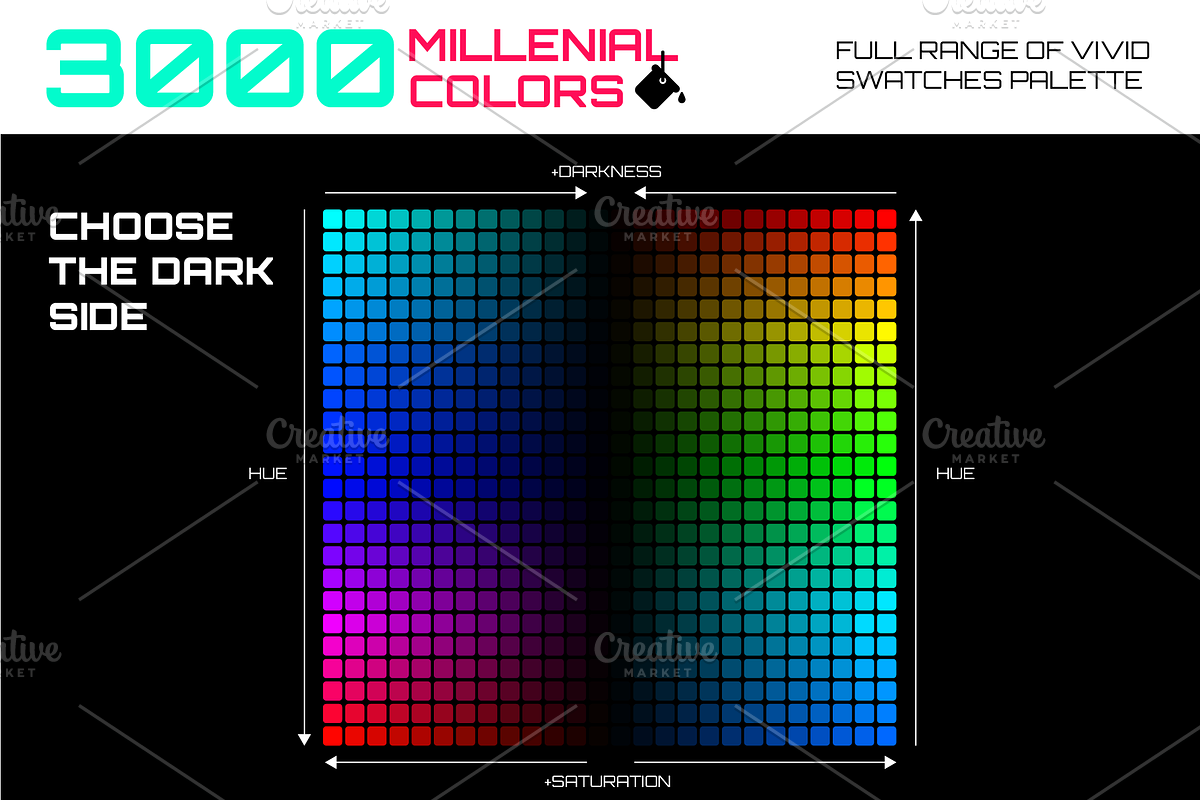 3000 millenial color swatches set, a Palette Add-On by ToonPlanet Vector Assets (Photo 4 of 9)