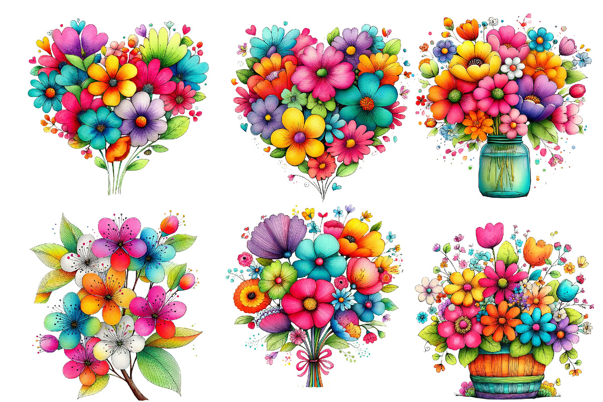 Whimsical Spring Wildflower Clipart, an Illustration by Designworld (Photo 3 of 8)