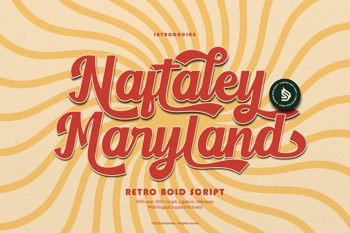 Naftaley Maryland Retro Bold Script, a Script Font by Denustudios (Photo 1 of 12)