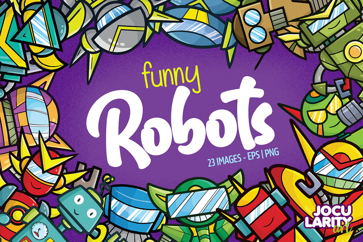 Funny Robots Cartoon Illustration, a Technology Illustration by Jocularity Art (Photo 1 of 3)